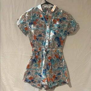 Girls Floral Short Sleeve Romper
